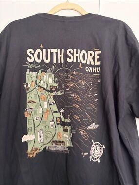 Distant Local South Shore Oahu Map Graphic Tee Men’s XL Black NWT Hawaii